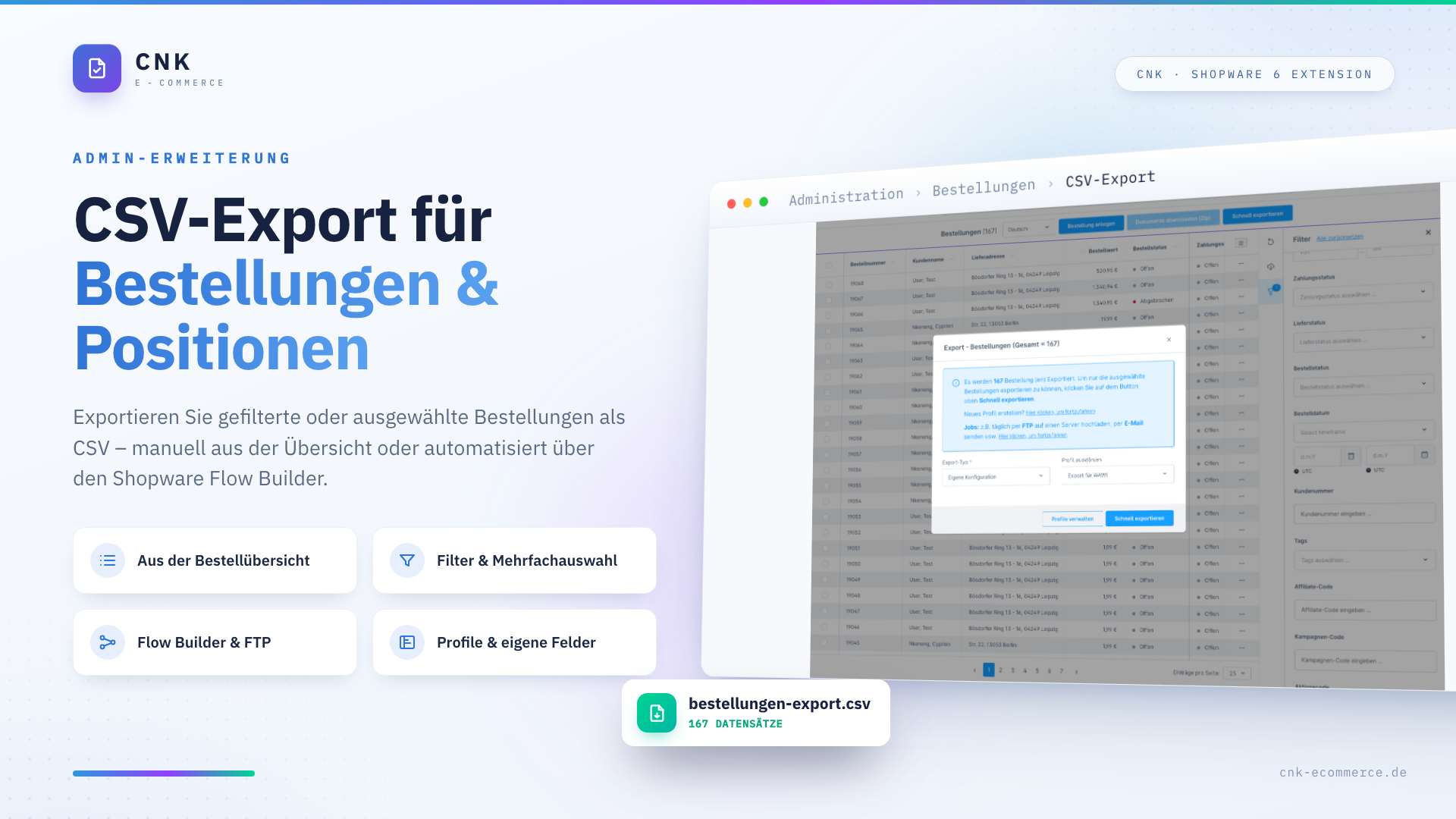CSV Export for Orders – Flexible & Automated