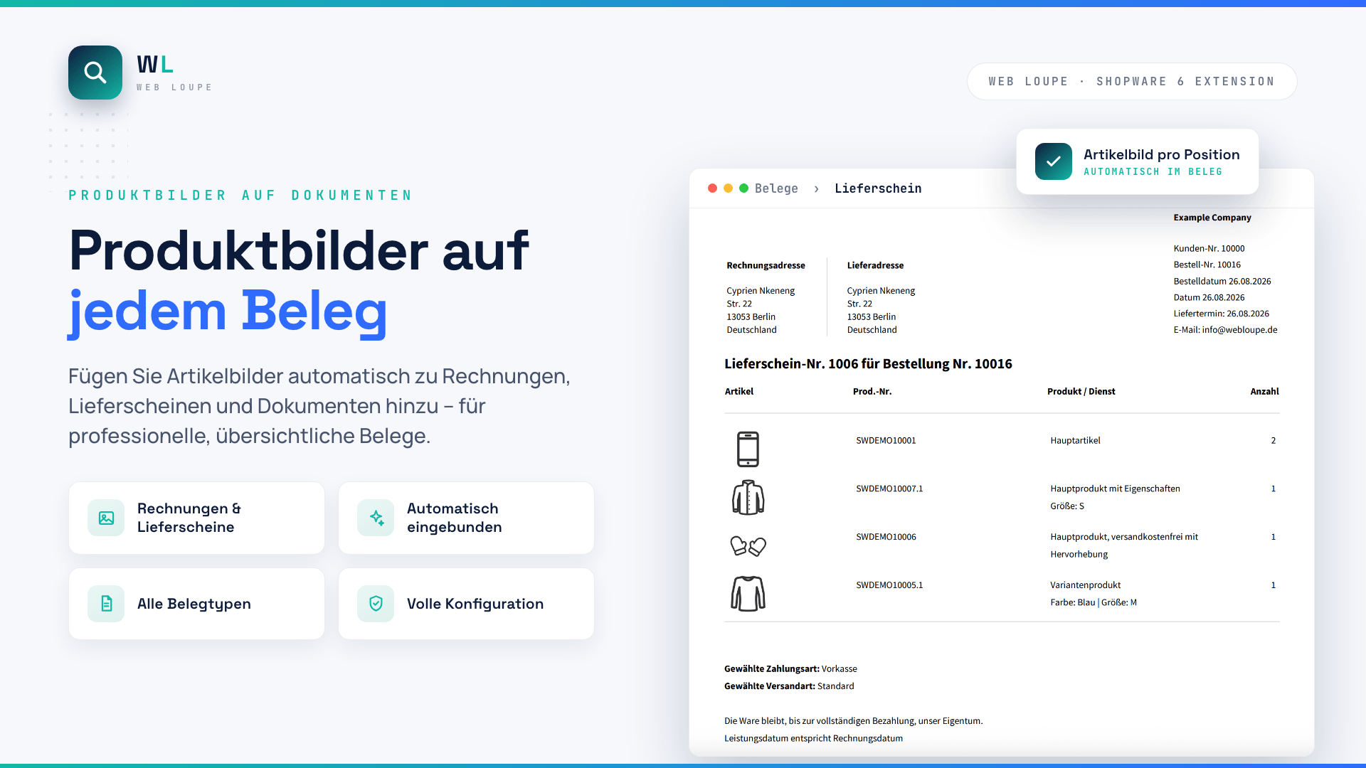 Product image on documents and Invoices