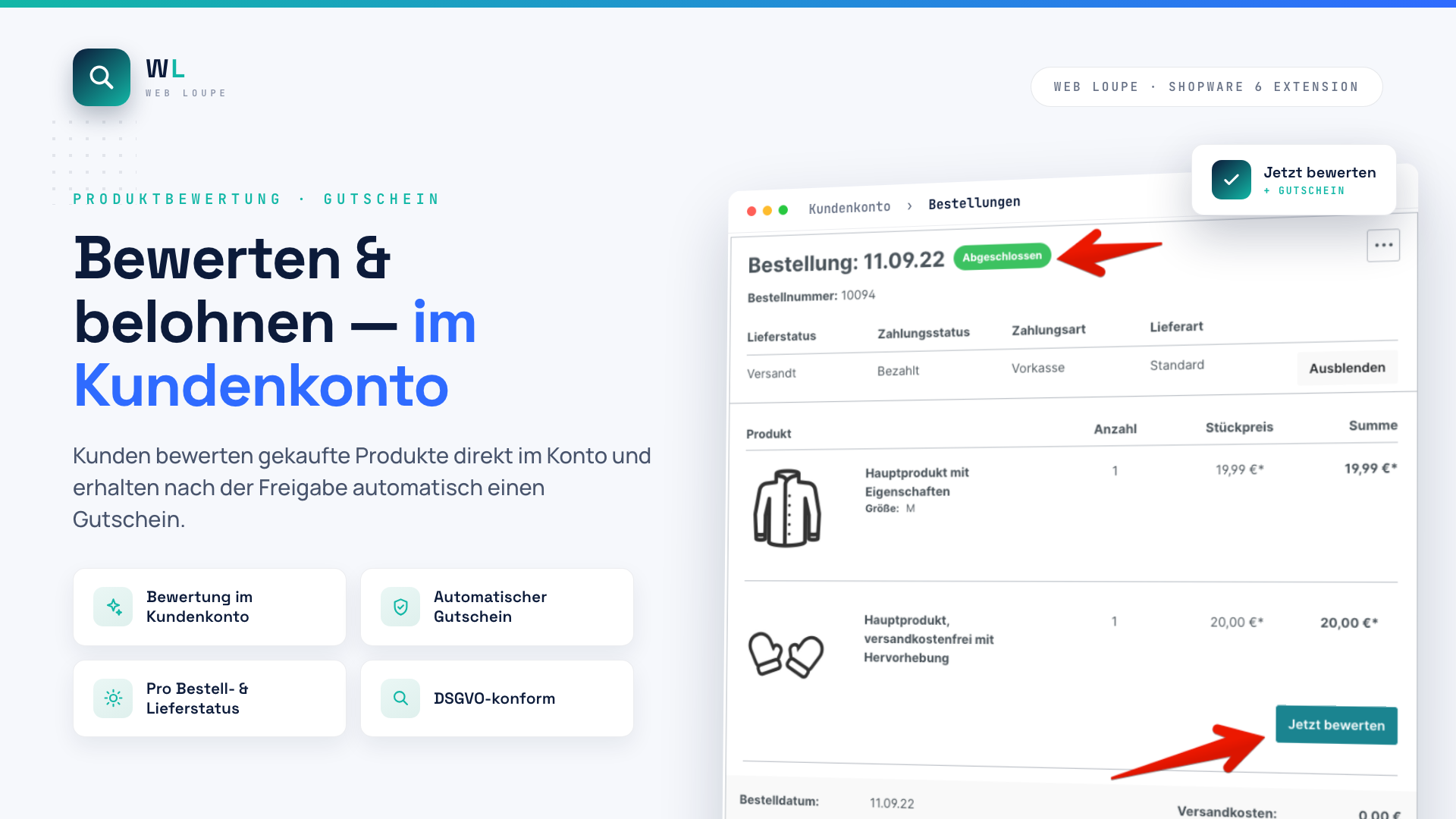 Product Review  in the customer account - Voucher