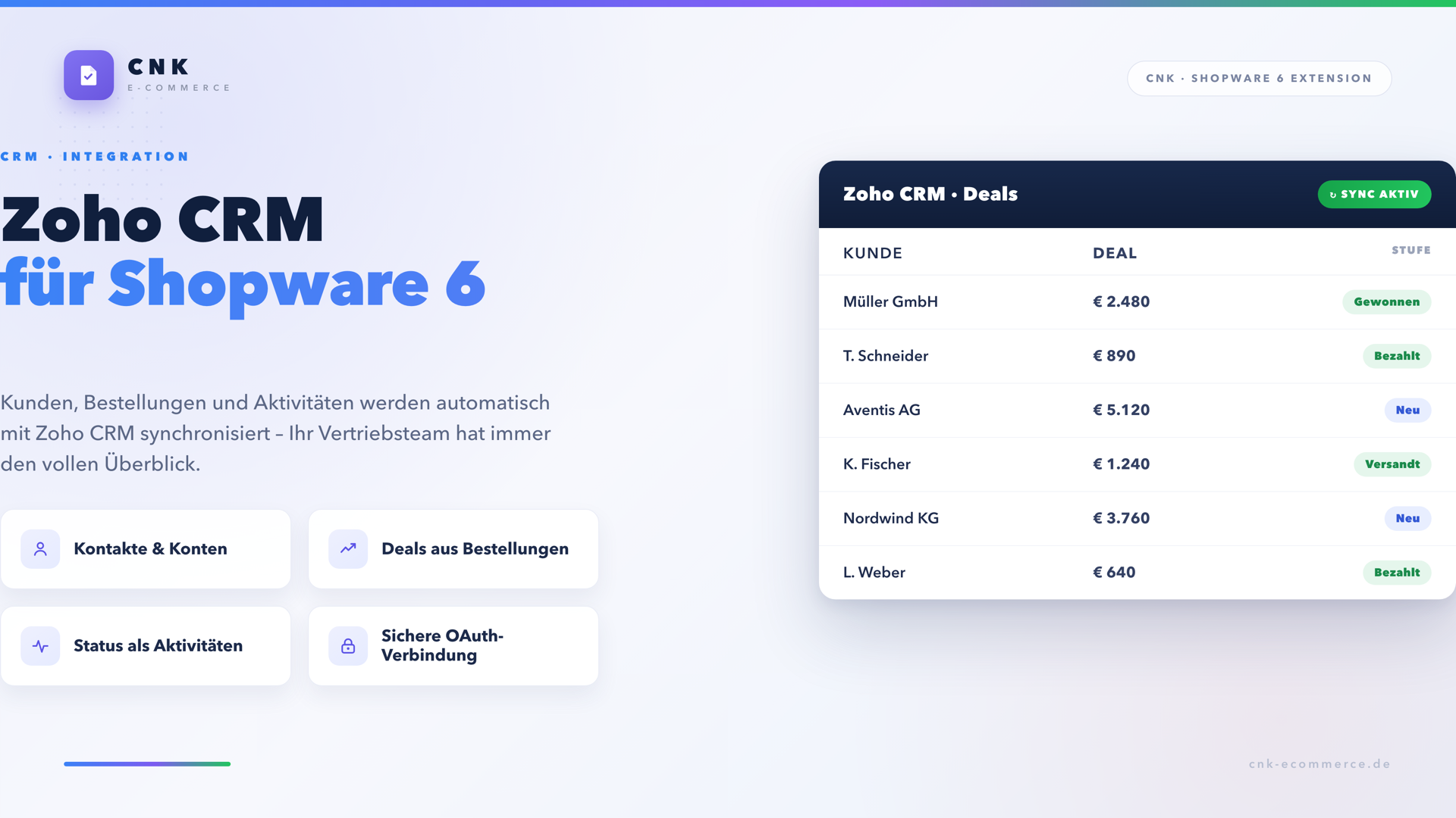 Zoho CRM Connector for Shopware 6